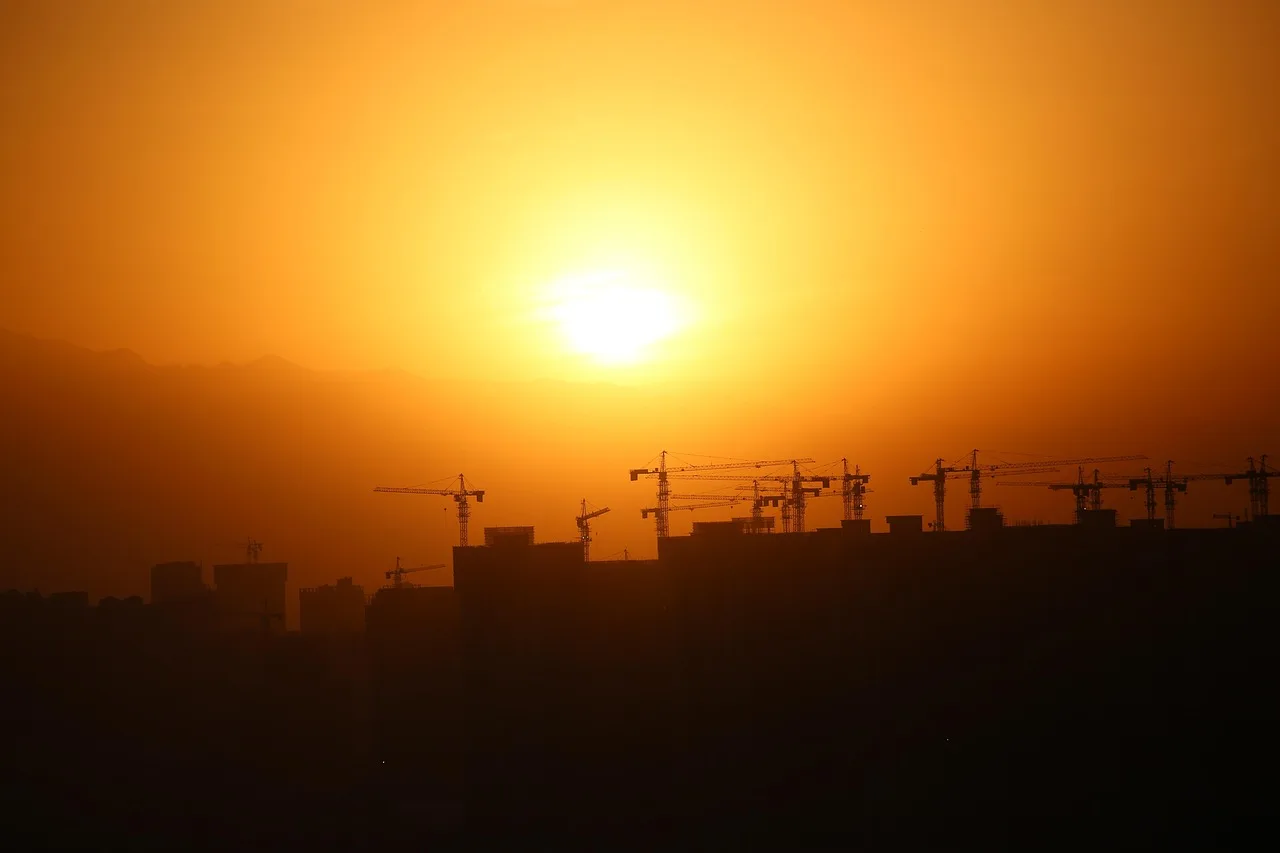 sunset, nature, building, construction, city, real estate