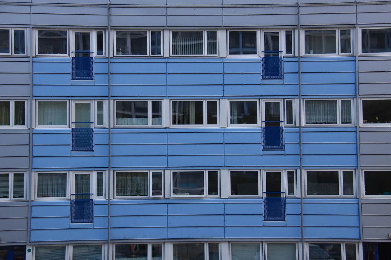 blue, balconies, property, apartments, house, facade